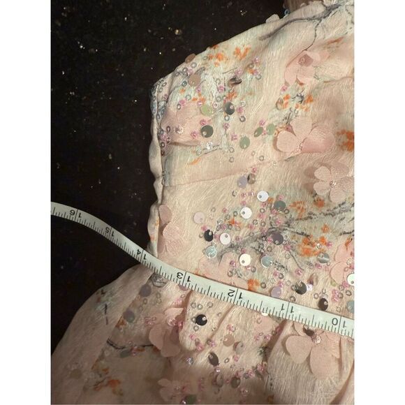 ELLIATT REGINA PINK 3D FLOWER & SEQUIN EMBELLISHED RUFFLE MAXI DRESS SiZE S NWT - Picture 7 of 7